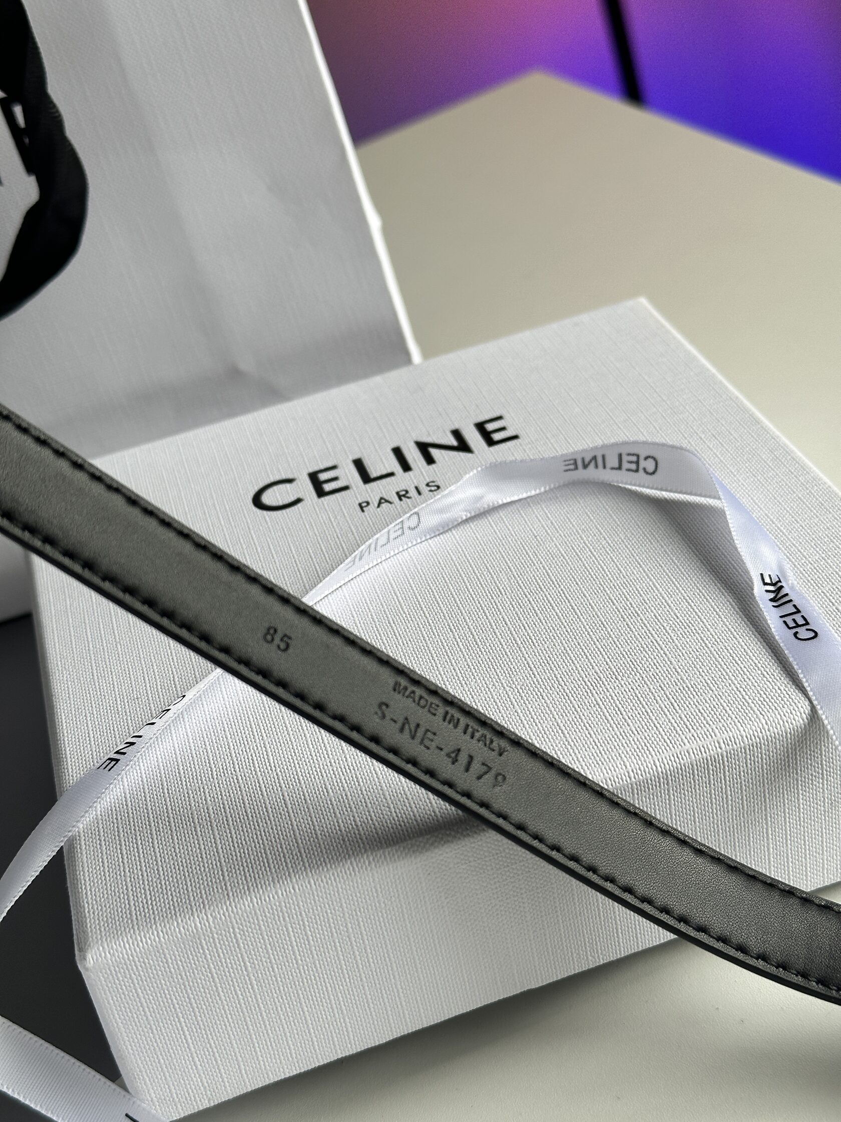 Celine Medium Triomphe Belt In Taurillon Leather Black - 13