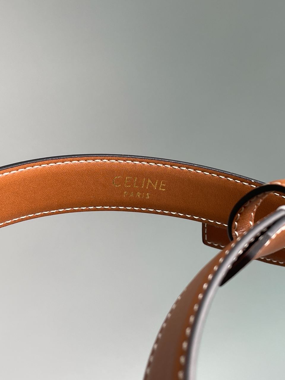 Celine Medium Triomphe Belt In Taurillon Leather Brown - 9