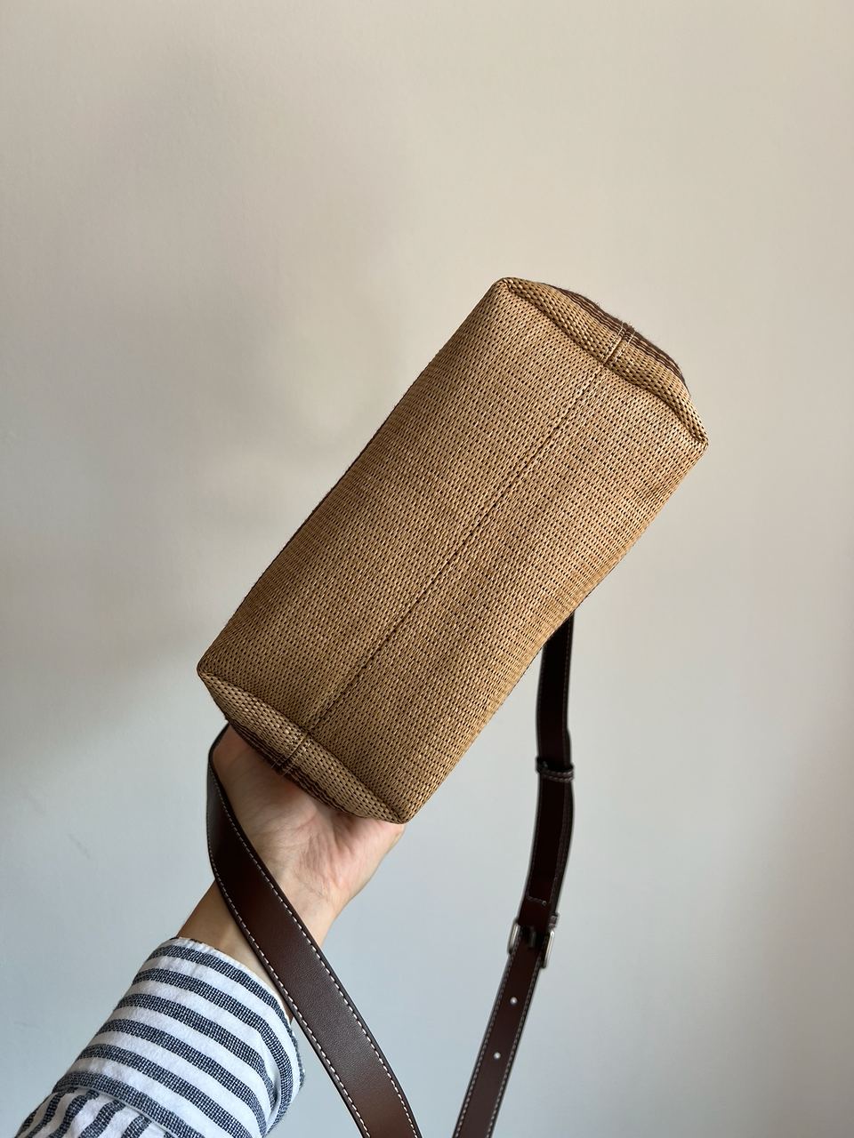 Celine Mini Cabas In Textile With Raffia Effect And Calfskin - 8