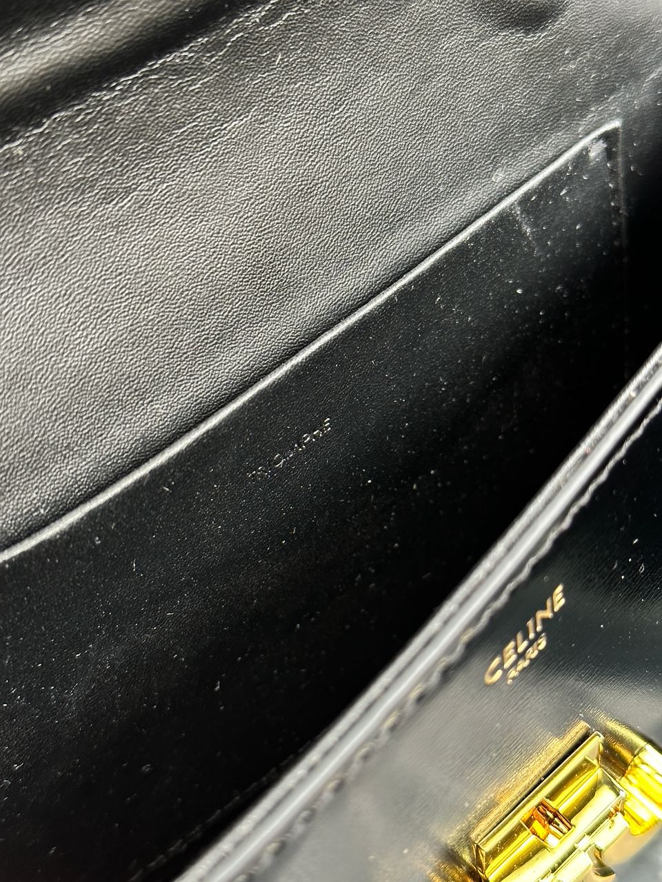 Celine Shoulder Bag Claude In Shiny Calfskin Black - 25