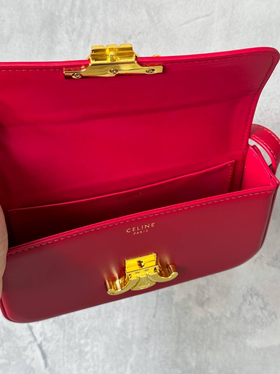 Celine Shoulder Bag Claude In Shiny Calfskin Red - 5