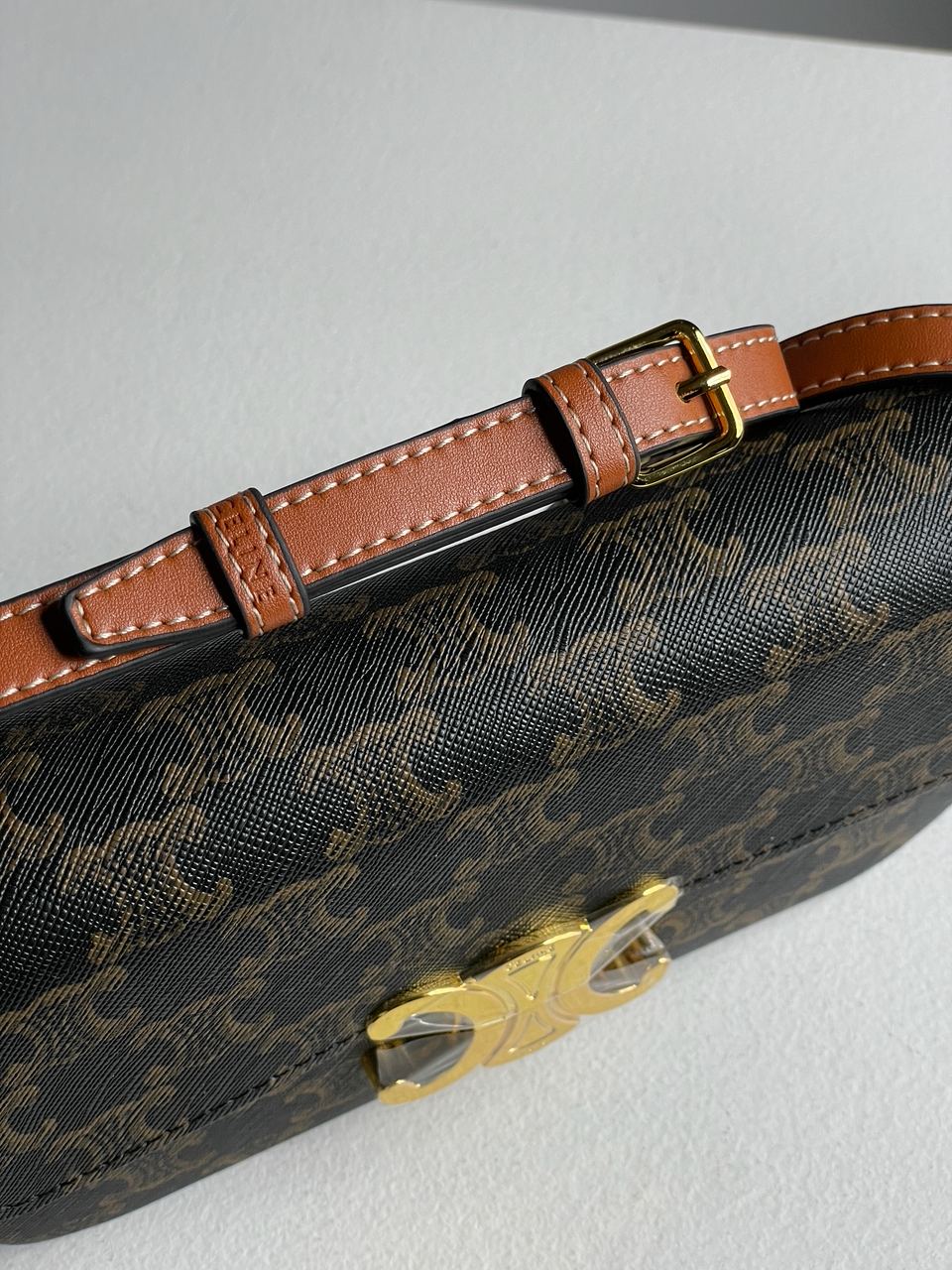 Celine Shoulder Bag Claude In Triomphe Canvas And Calfskin Tan - 23