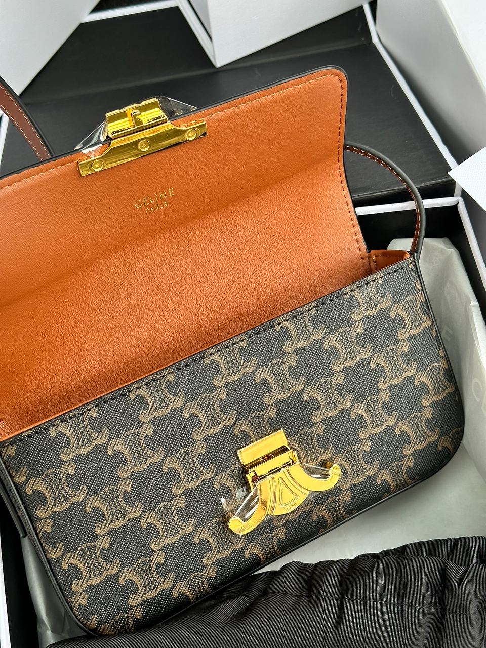 Celine Shoulder Bag Claude In Triomphe Canvas And Calfskin Tan - 26