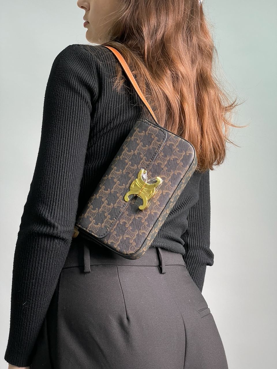 Celine Shoulder Bag Claude In Triomphe Canvas And Calfskin Tan - 6