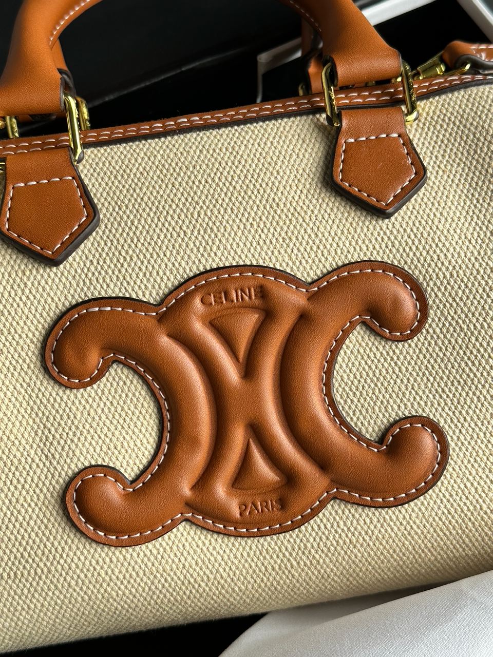 Celine Small Boston Cuir Triomphe in Textile and Calfskin - 15