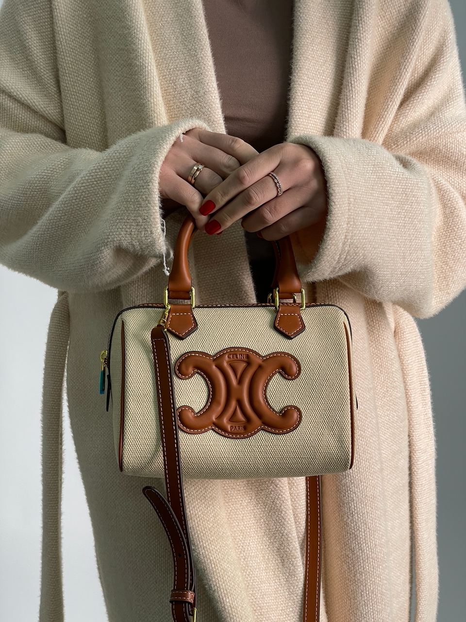 Celine Small Boston Cuir Triomphe in Textile and Calfskin - 9