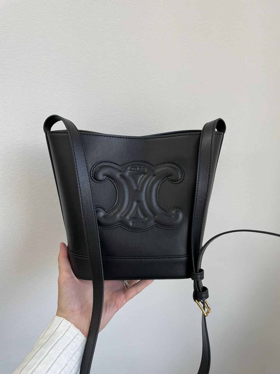 Celine Small Bucket Cuir Triomphe In Smooth Calfskin Tan Black - 12