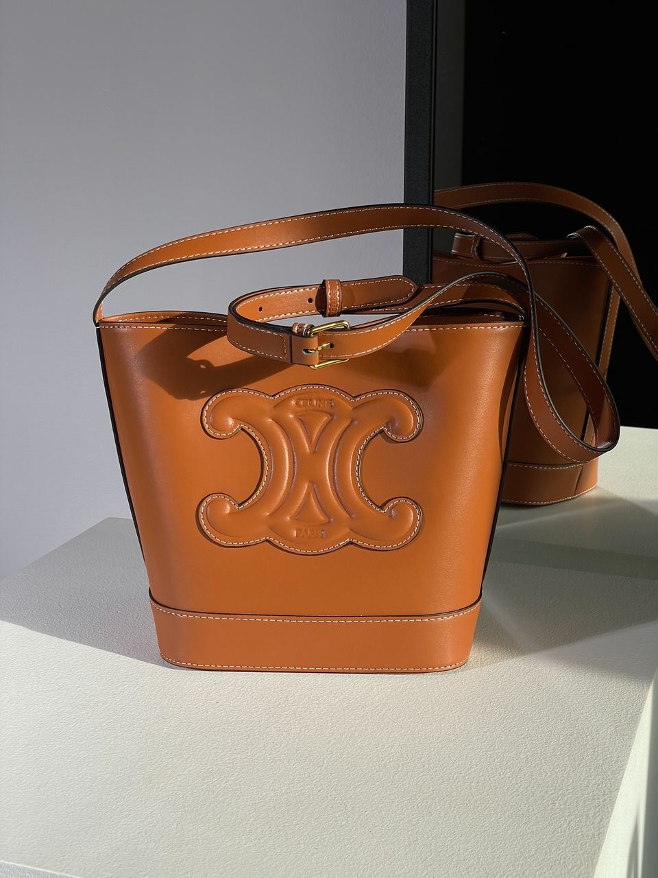 Celine Small Bucket Cuir Triomphe In Smooth Calfskin Tan Brown - 9