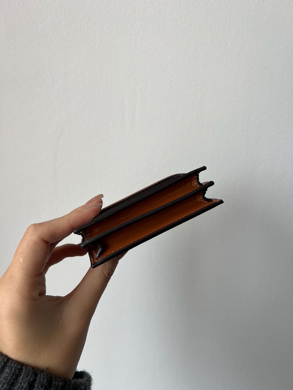 Celine Small Trifold Wallet In Triomphe Canvas And Lambskin Tan - 13