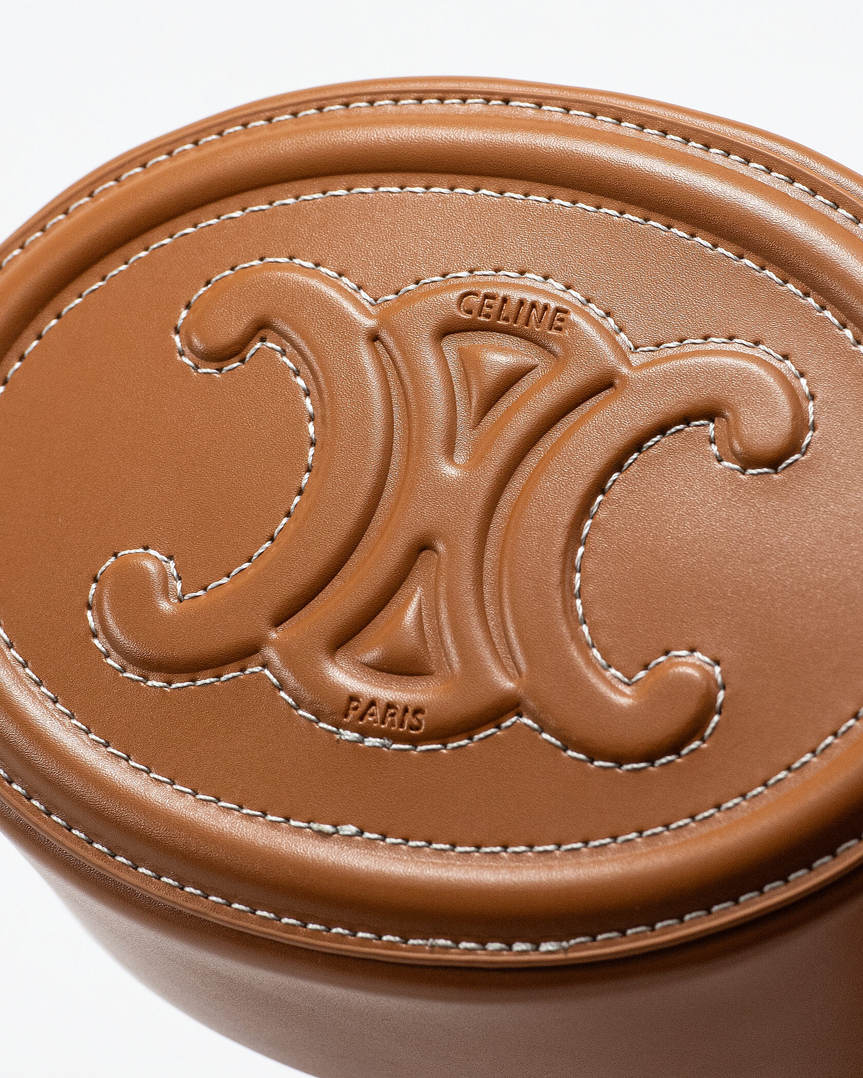 Celine Teen Oval Triomphe Bag in Tan Calfskin - 6