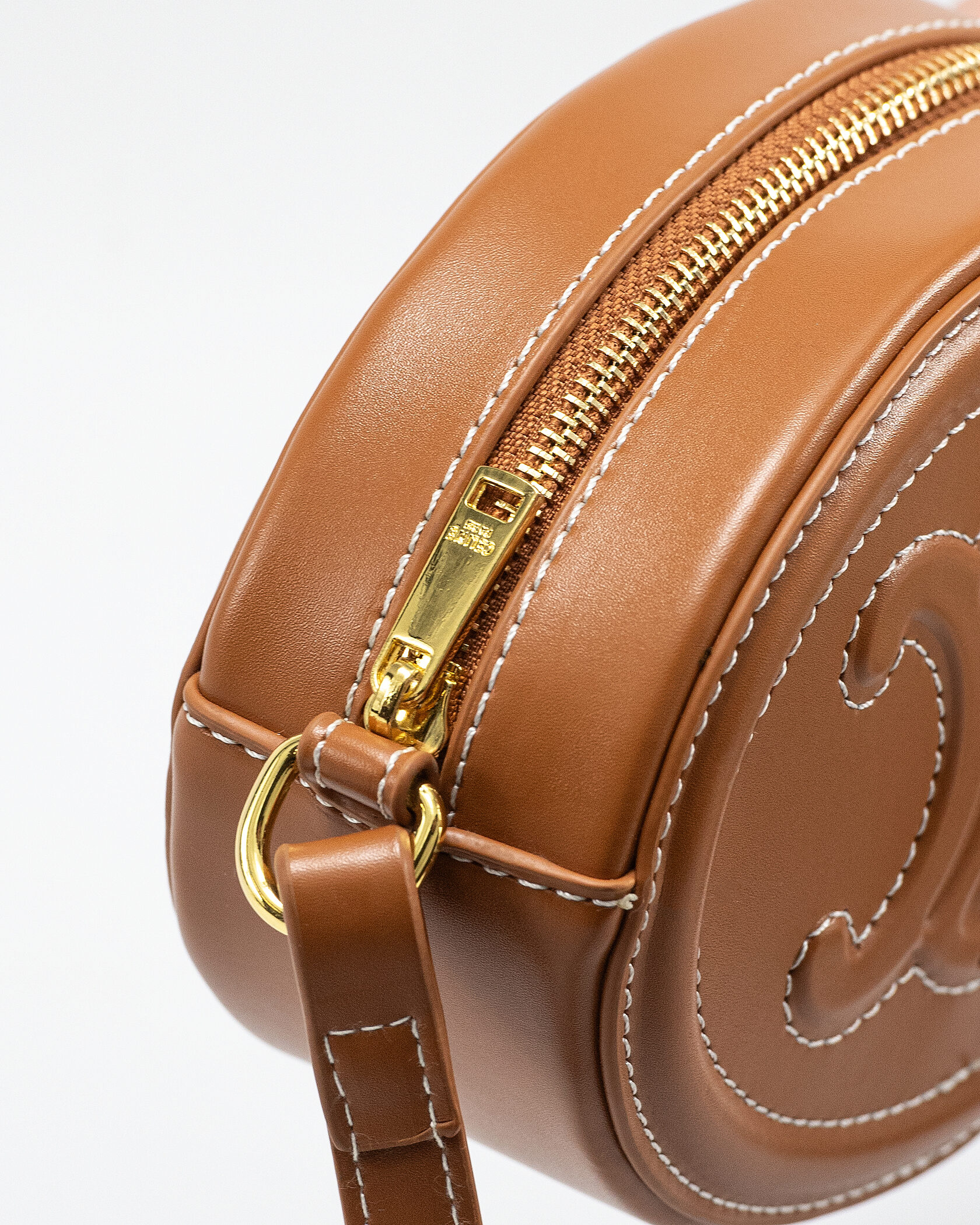 Celine Teen Oval Triomphe Bag in Tan Calfskin - 9