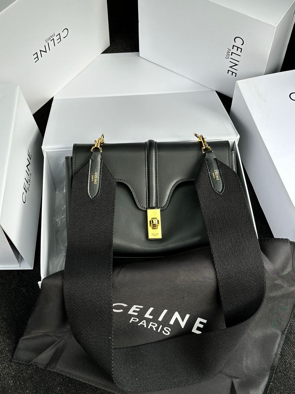 Celine Teen Soft 16 In Smooth Calfskin Tan Black - 2