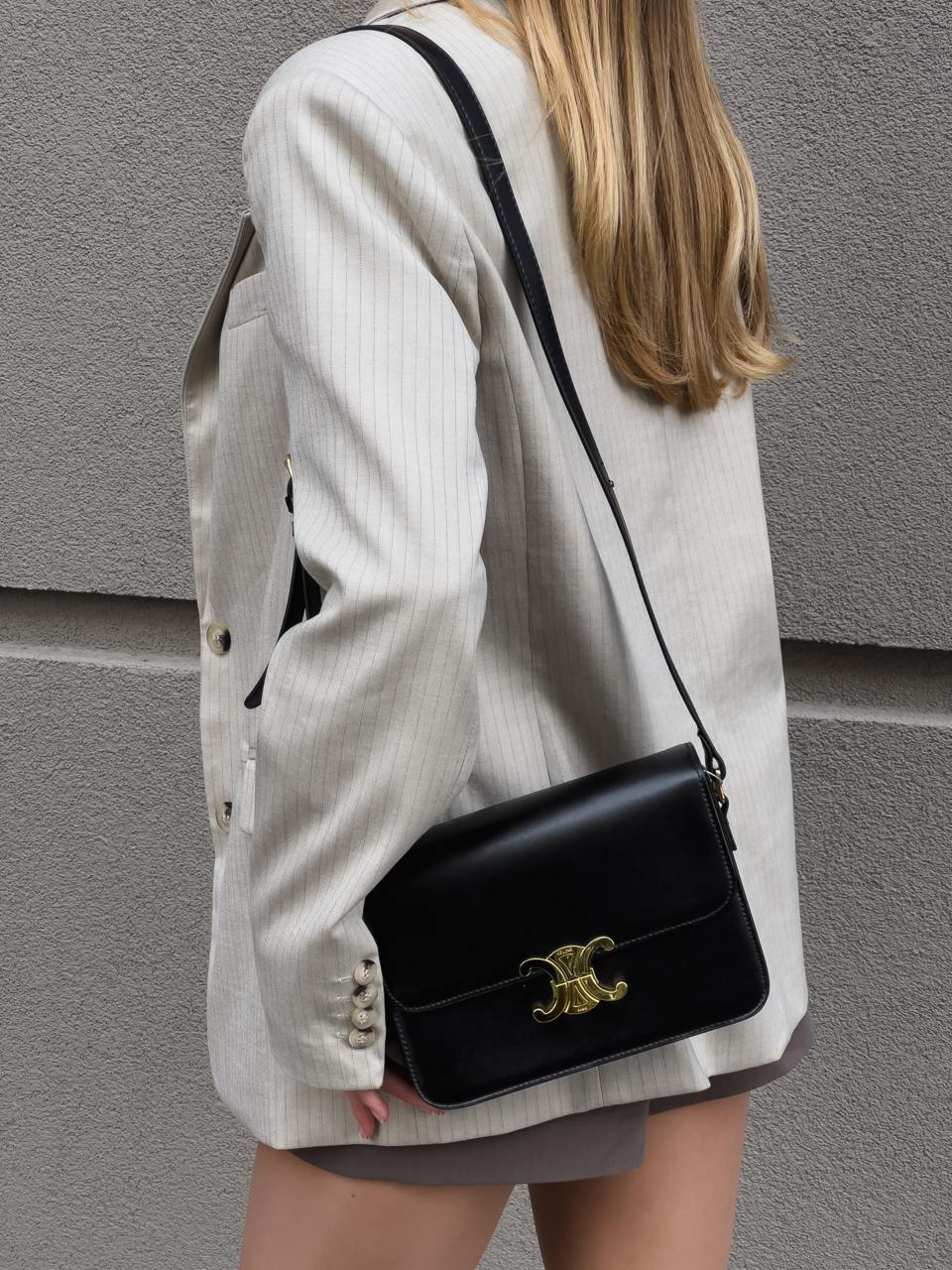 Celine Teen Triomphe Bag Black in Shiny Calfskin - 12