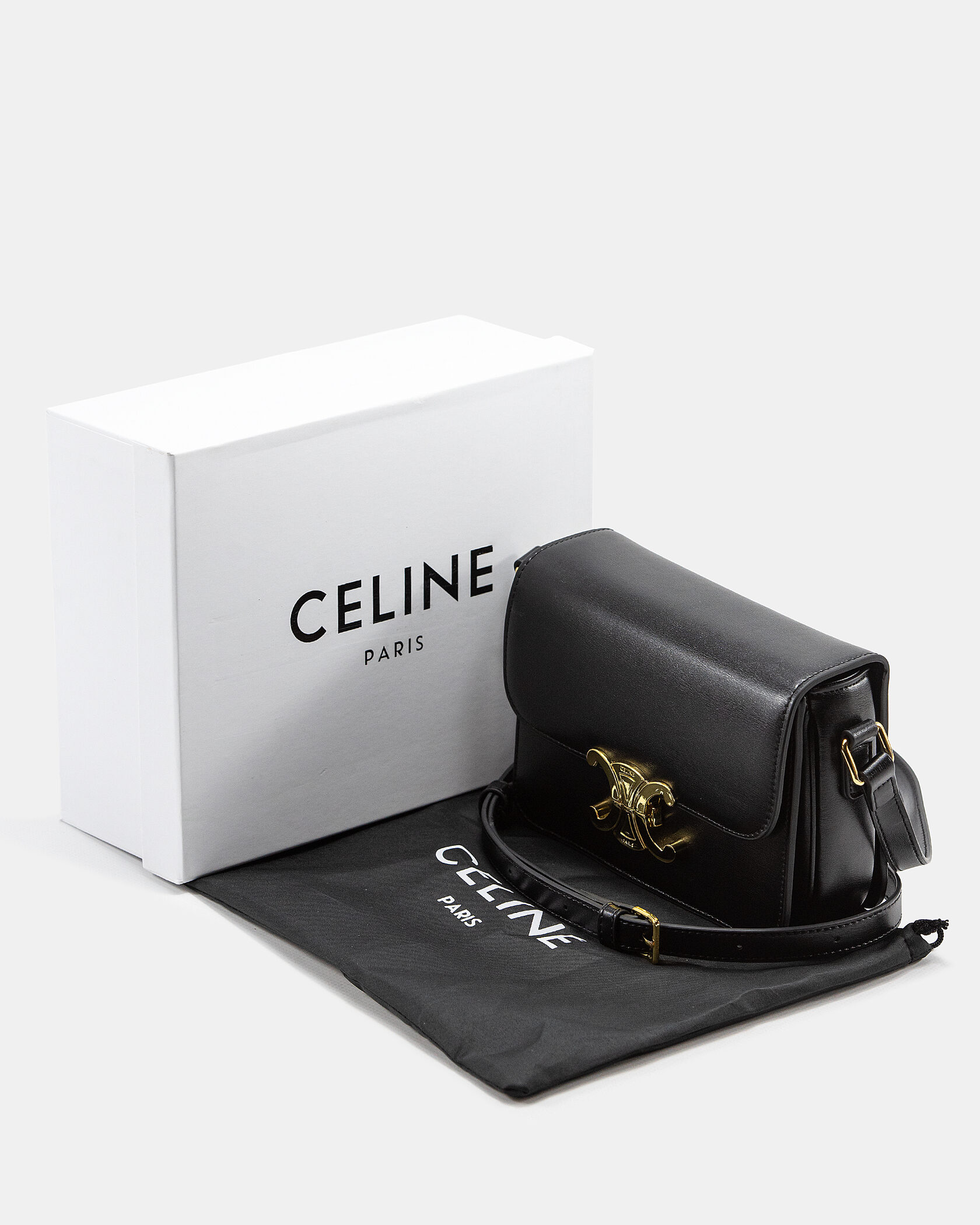 Celine Teen Triomphe Bag Black in Shiny Calfskin - 2