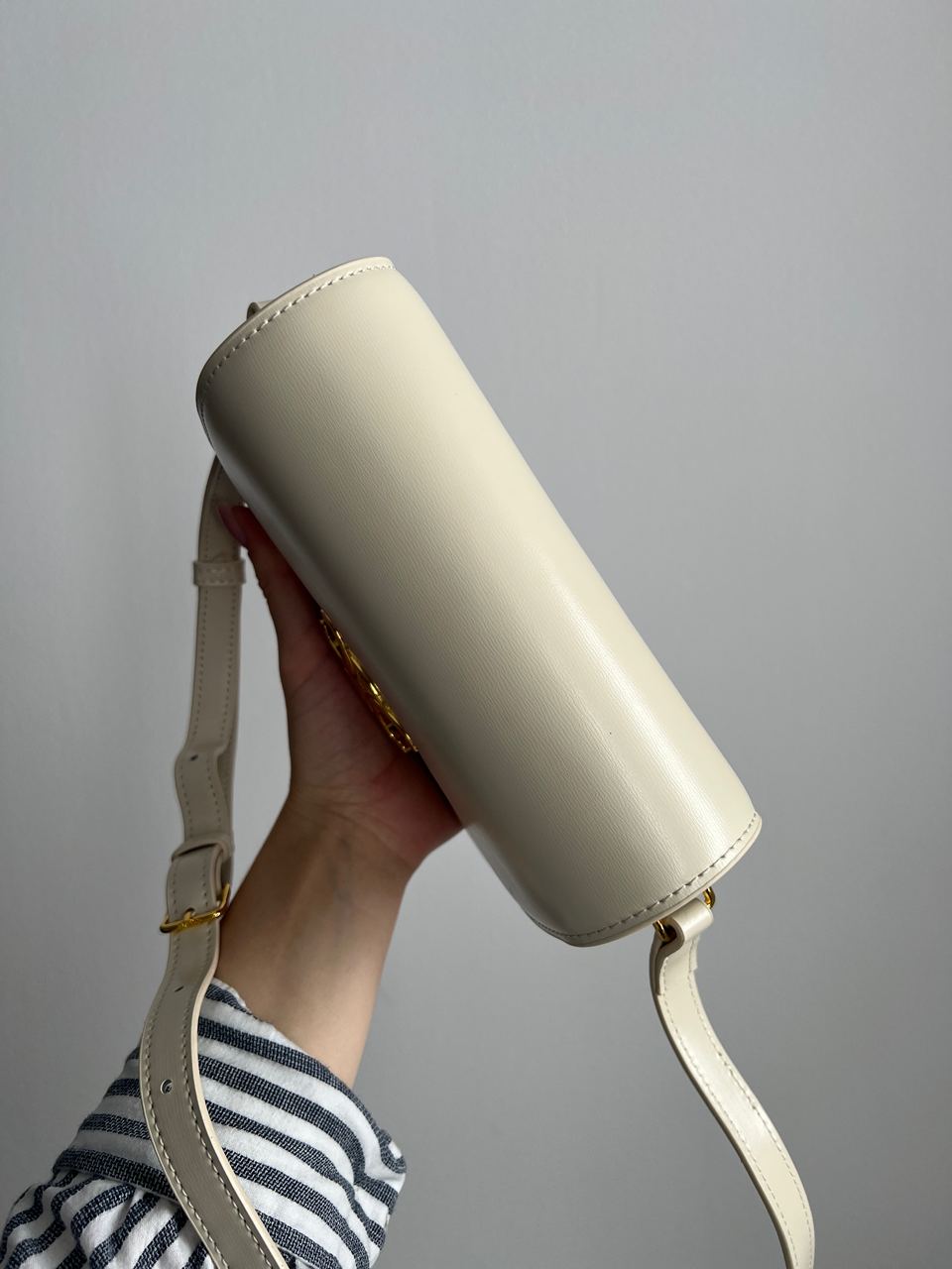 Celine Teen Triomphe Bag Cream in Shiny Calfskin - 5