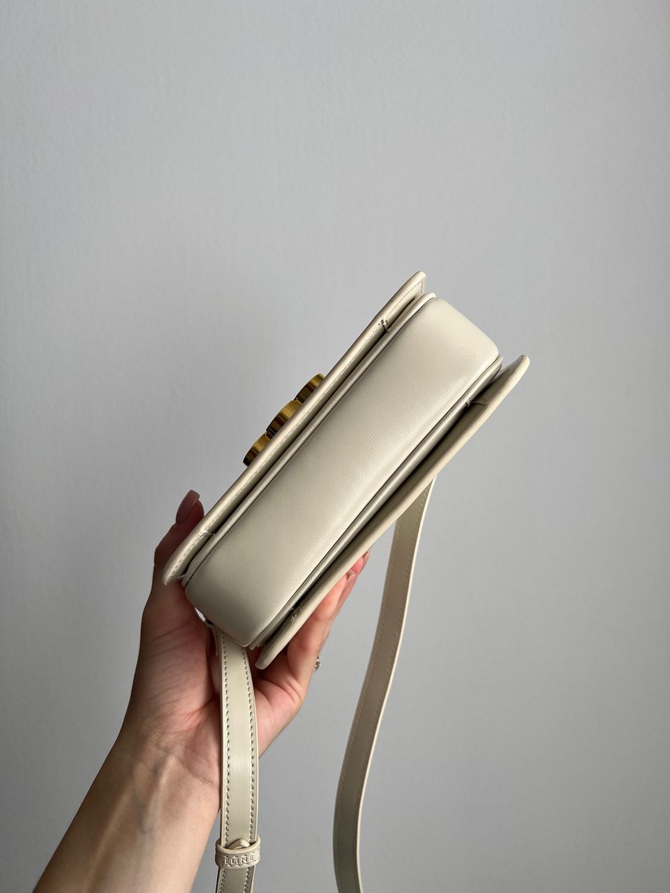 Celine Teen Triomphe Bag Cream in Shiny Calfskin - 6