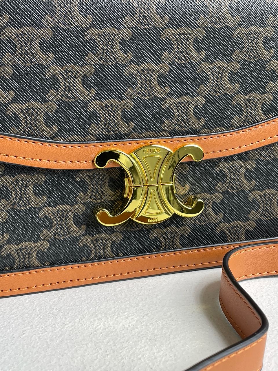 Celine Teen Triomphe Bag in Triomphe Canvas And Calfskin Tan - 11