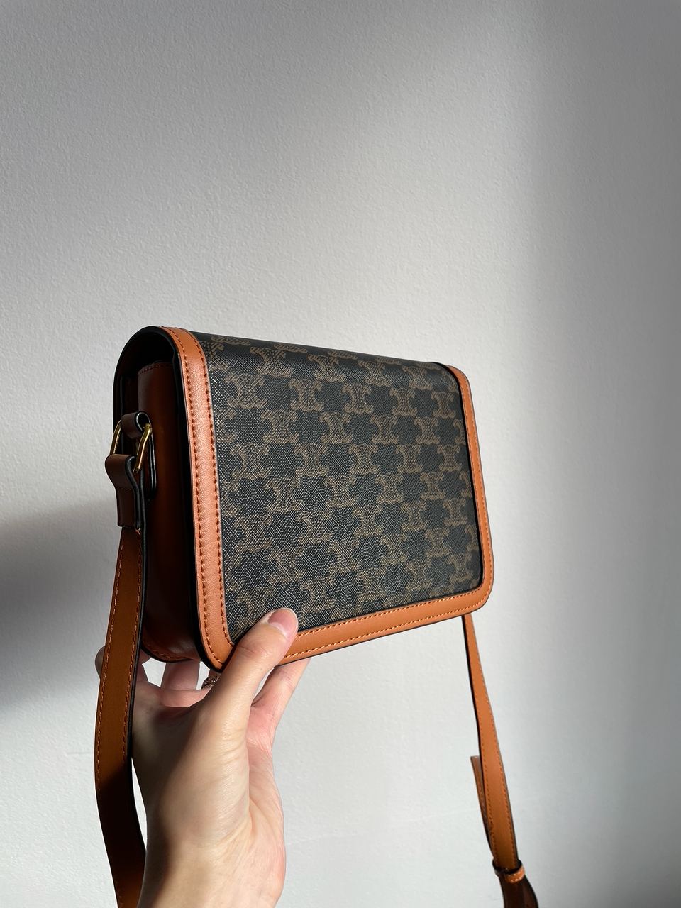 Celine Teen Triomphe Bag in Triomphe Canvas And Calfskin Tan - 15