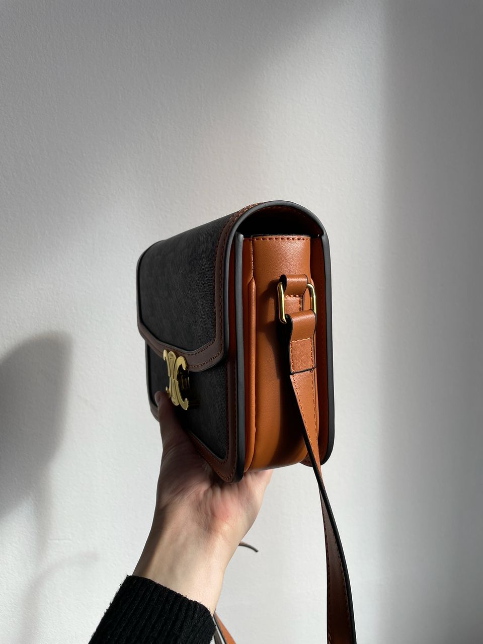 Celine Teen Triomphe Bag in Triomphe Canvas And Calfskin Tan - 17