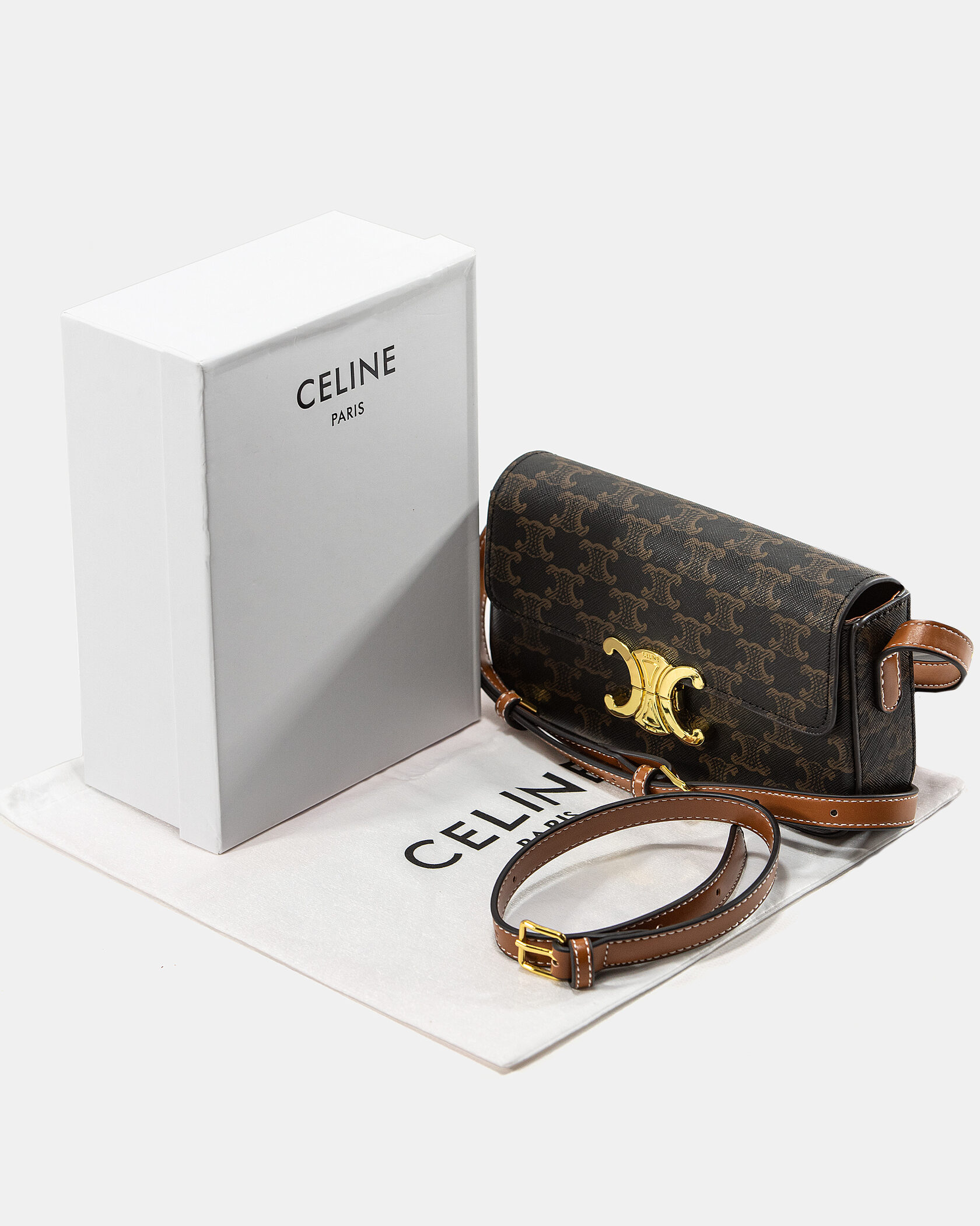 Celine Teen Triomphe Bag in Triomphe Canvas Brown/Tan - 2