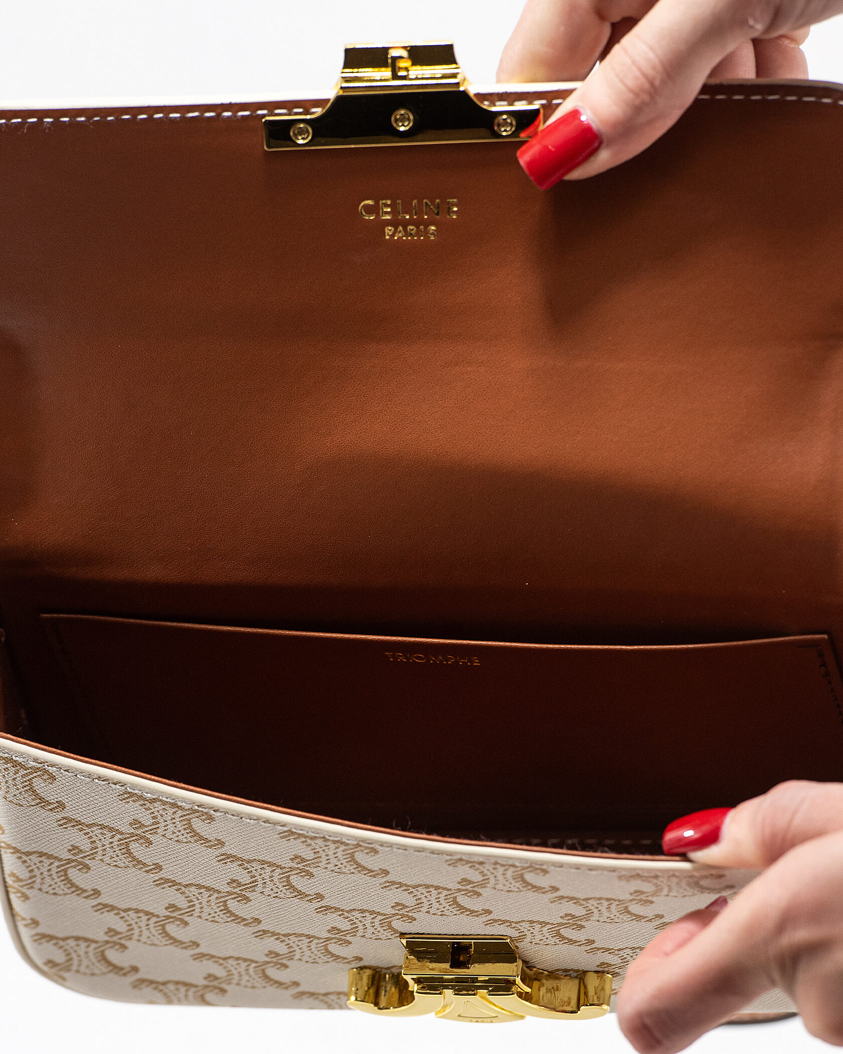 Celine Teen Triomphe Bag in Triomphe Canvas Natural/Tan - 15