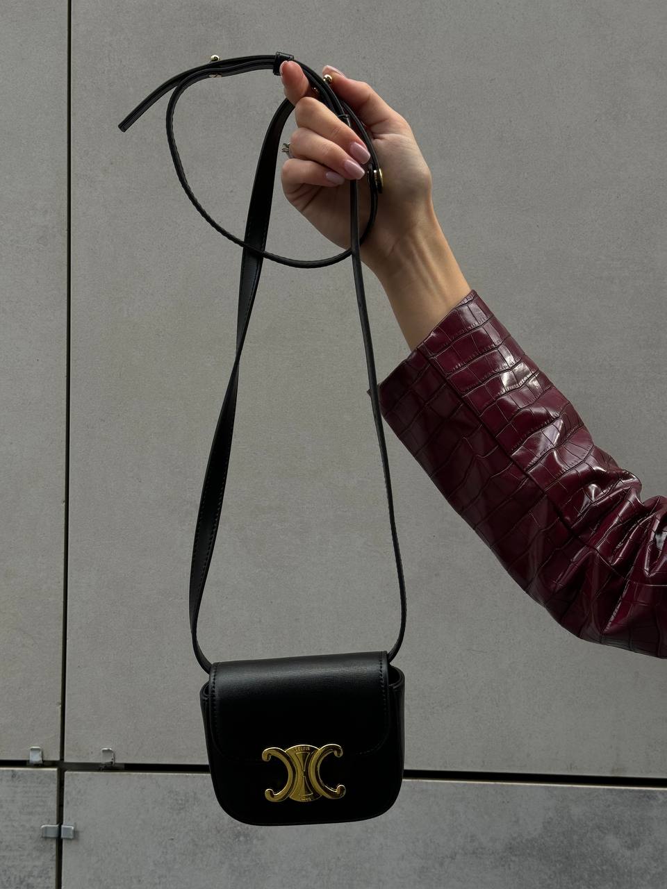 Celine Triomphe Mini Claude Shoulder Bag Black - 2