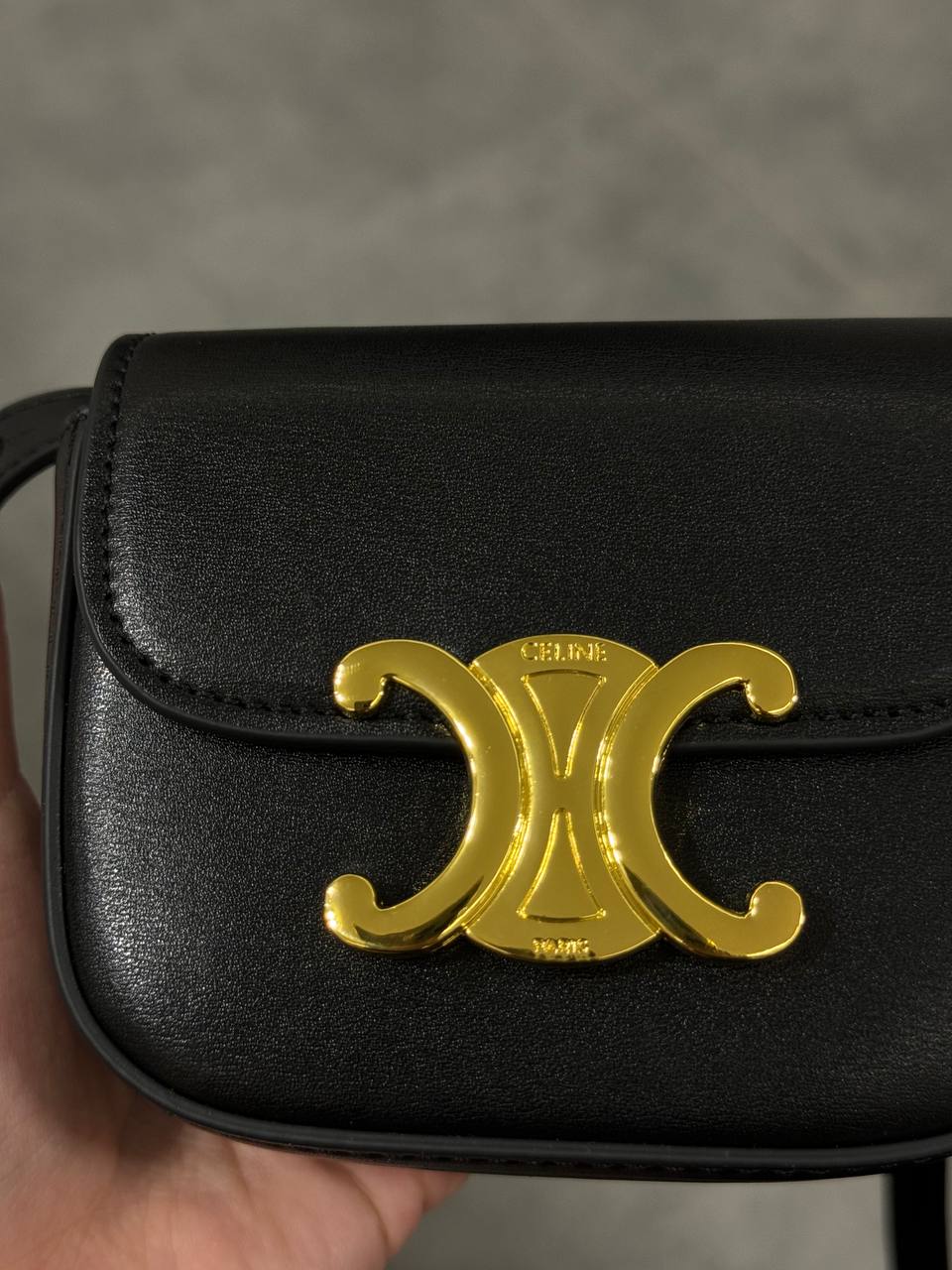 Celine Triomphe Mini Claude Shoulder Bag Black - 7