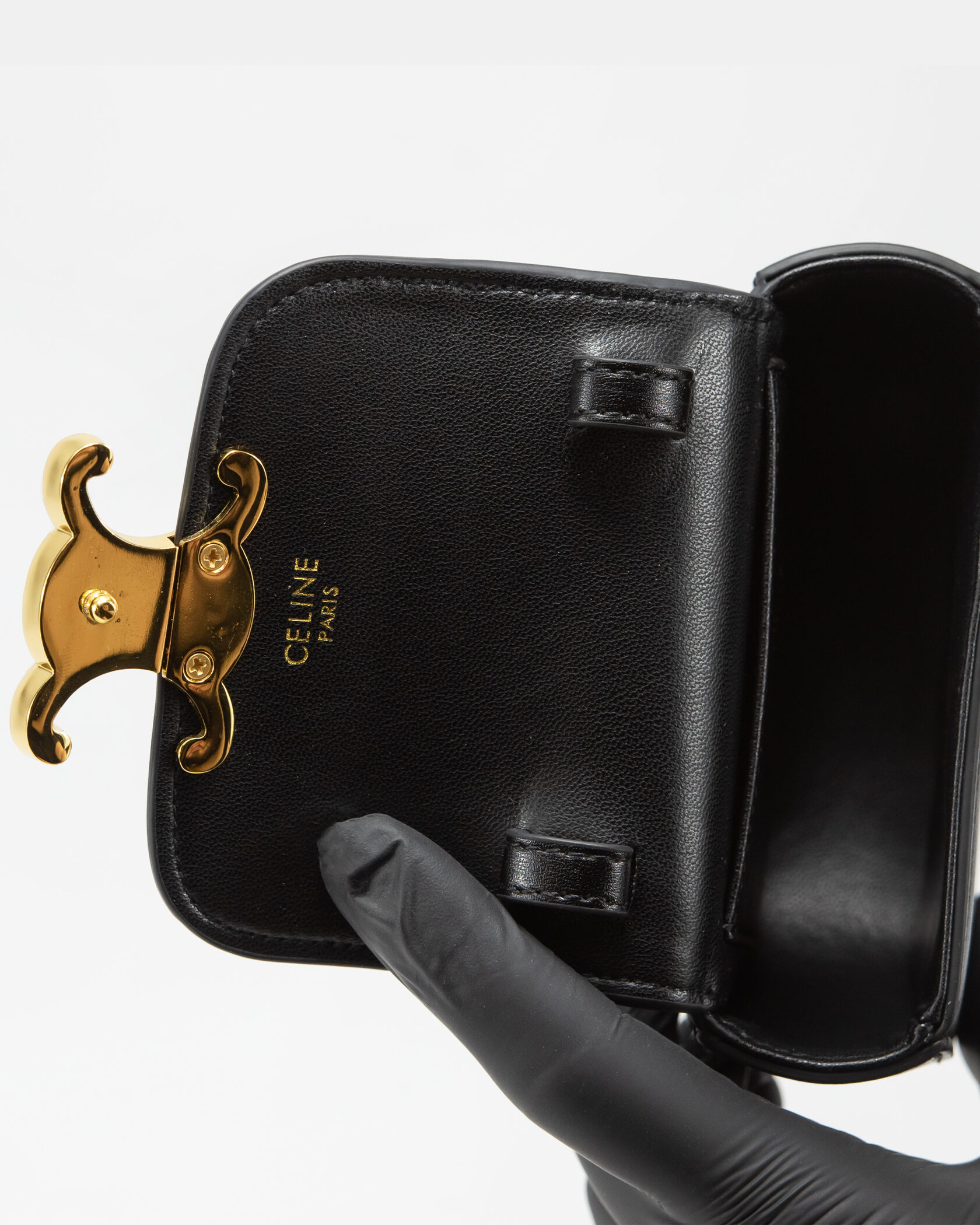 Celine Triomphe Mini Claude Shoulder Bag Black - 13