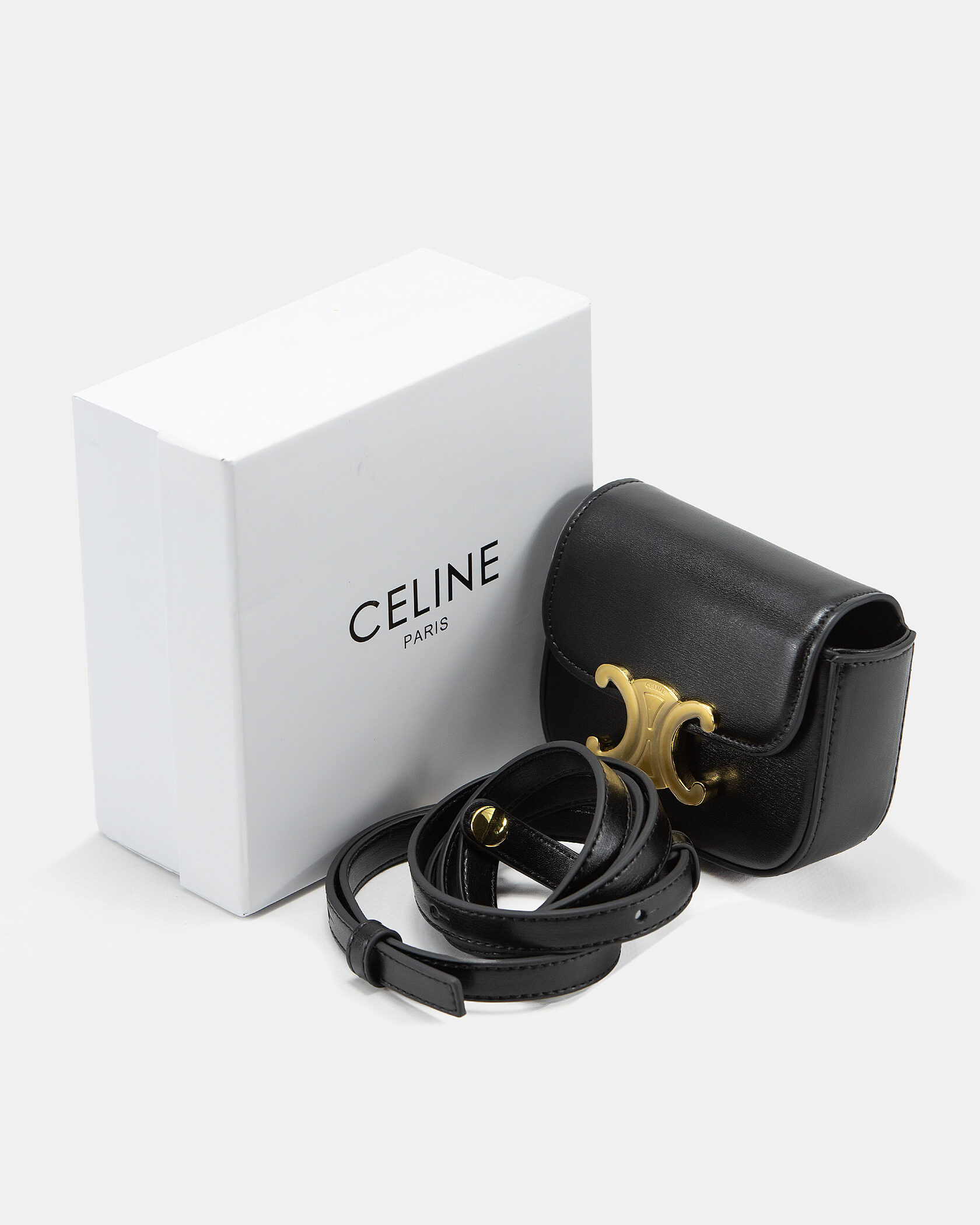 Celine Triomphe Mini Claude Shoulder Bag Black - 2