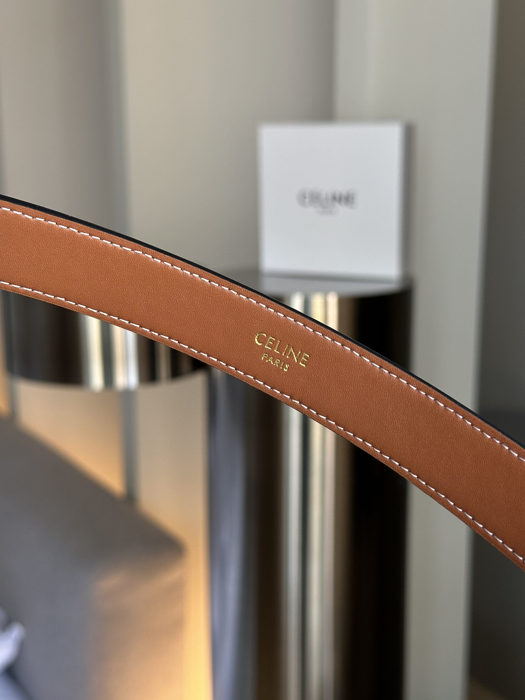 Celine Western Belt in Triomphe Canvas and Calfskin / Gold - 14