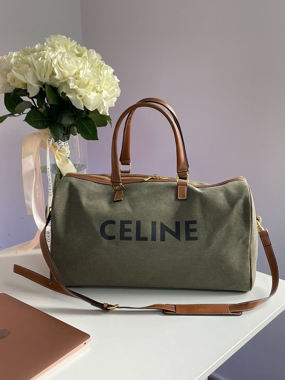Celine Women Large Voyage Bag in Textile with Celine Print and Calfskin - 5