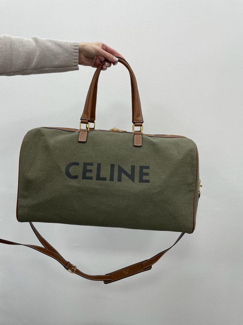 Celine Women Large Voyage Bag in Textile with Celine Print and Calfskin - 6