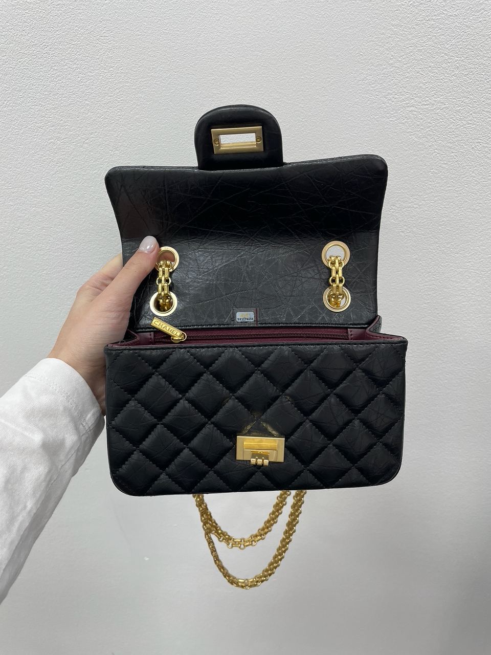 Chanel 1.55 Reissue Double Flap Leather Bag Black/Gold - 12