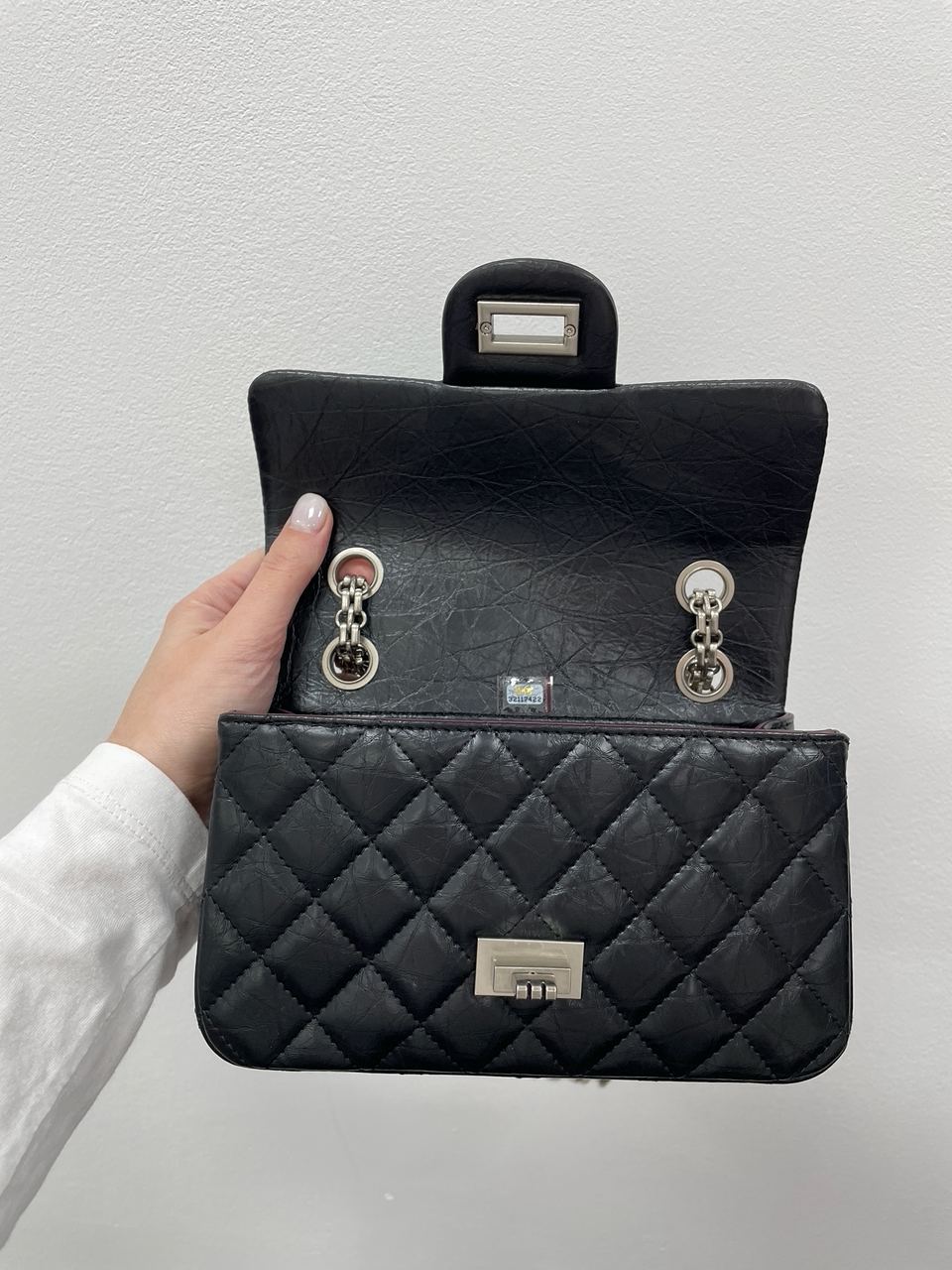 Chanel 1.55 Reissue Double Flap Leather Bag Black/Silver - 11