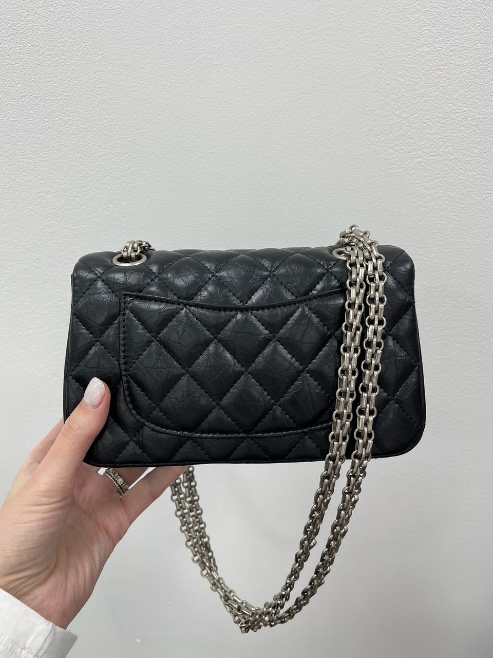 Chanel 1.55 Reissue Double Flap Leather Bag Black/Silver - 7