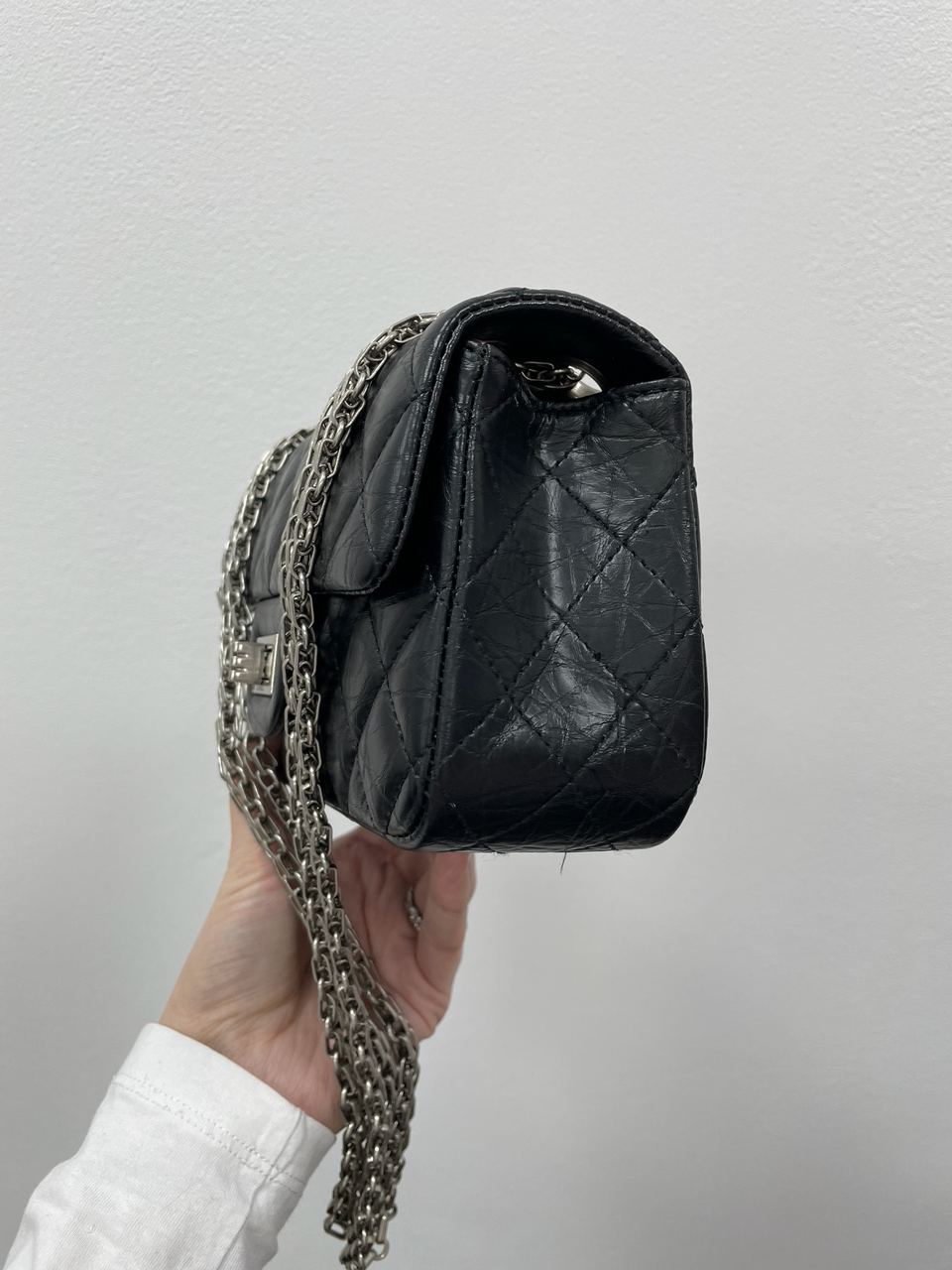 Chanel 1.55 Reissue Double Flap Leather Bag Black/Silver - 8