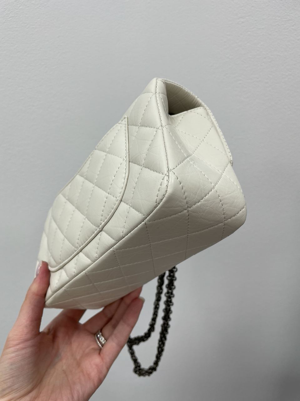 Chanel 1.55 Reissue Double Flap Leather Bag White/Black - 10