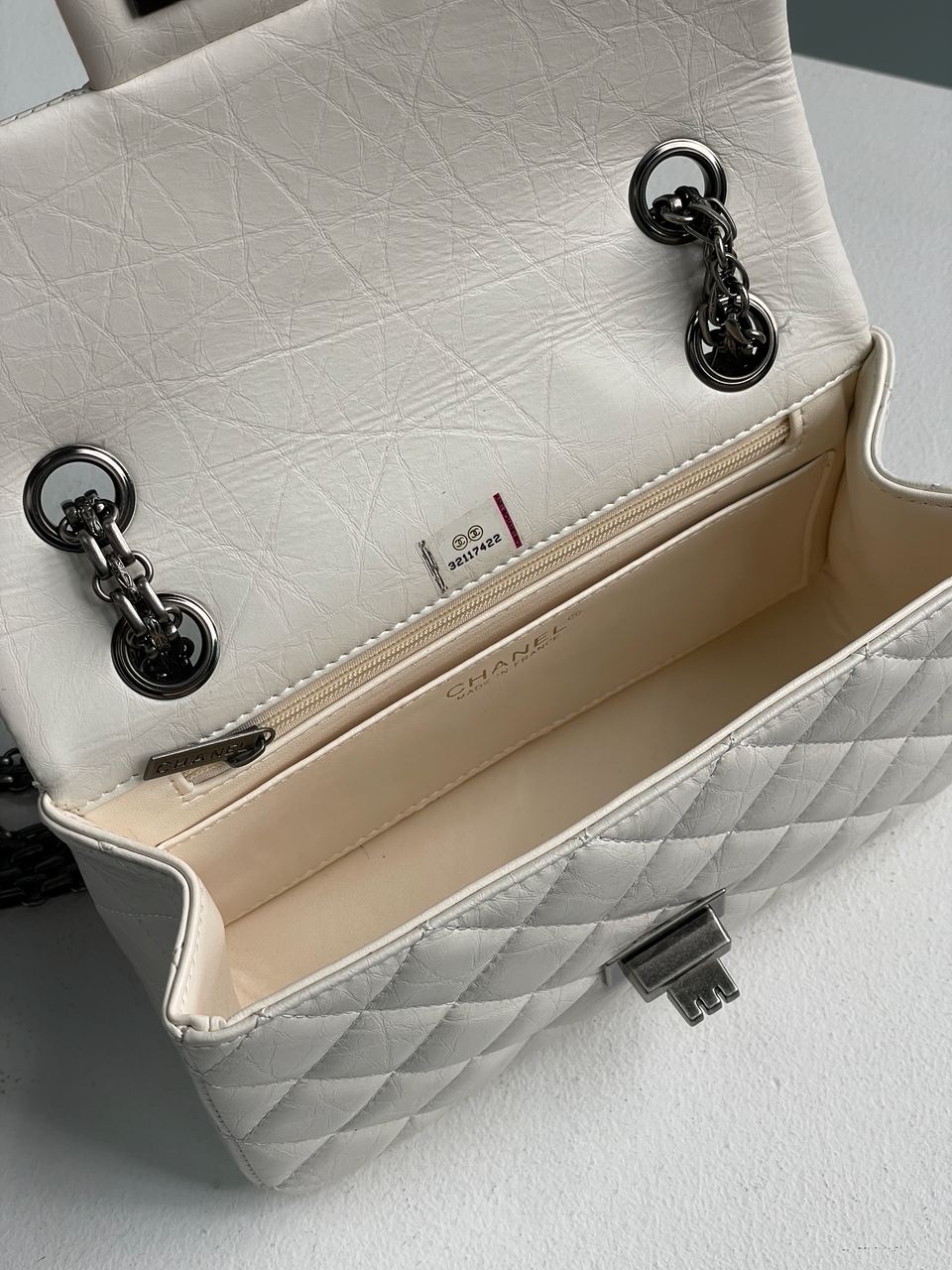 Chanel 1.55 Reissue Double Flap Leather Bag White/Black - 12