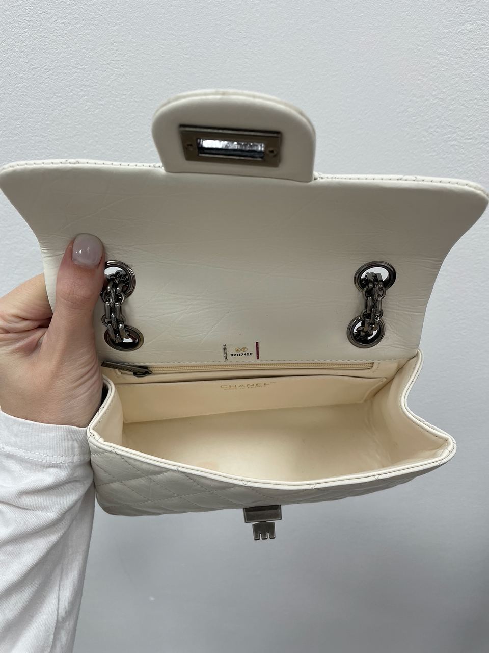 Chanel 1.55 Reissue Double Flap Leather Bag White/Black - 13