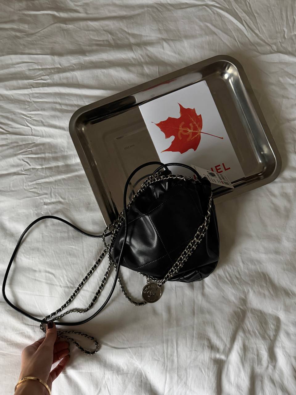 Chanel 22 Handbag Black Quilted Calfskin with Silver Hardware - 6