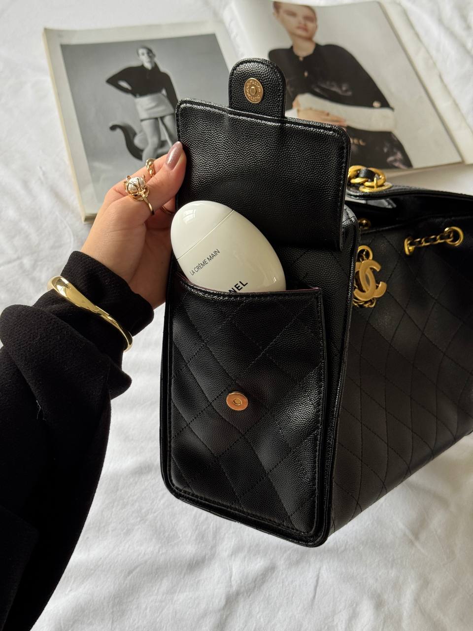 Chanel 25 Handbag in Black With Gold Hardware - 15