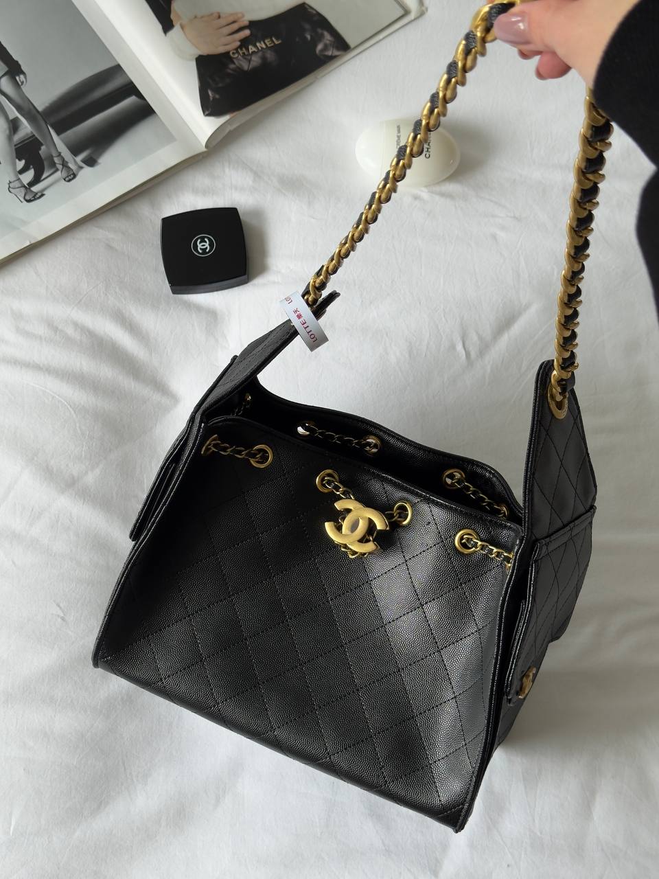Chanel 25 Handbag in Black With Gold Hardware - 3
