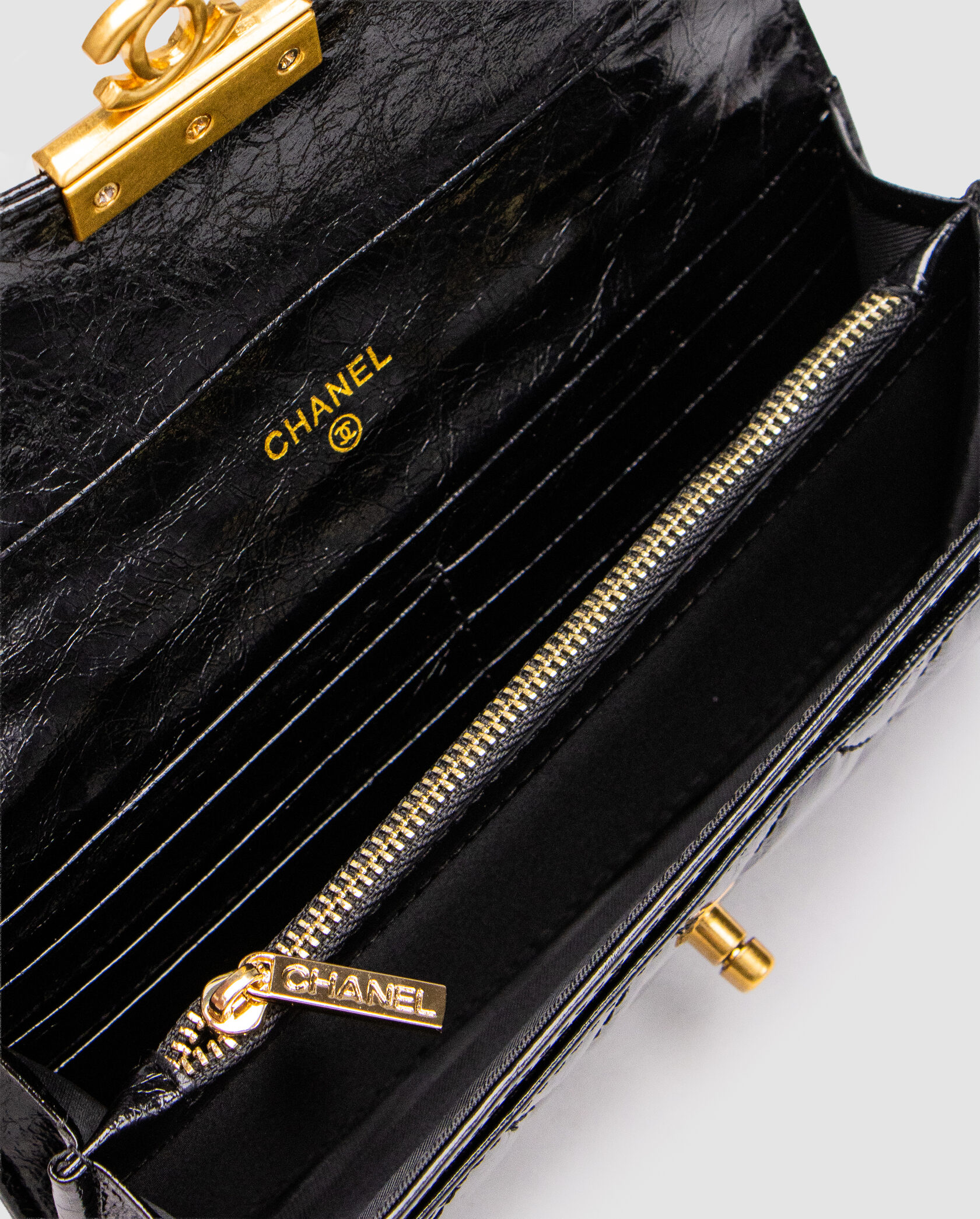 Chanel Black Patent Leather Wallet Black - 11