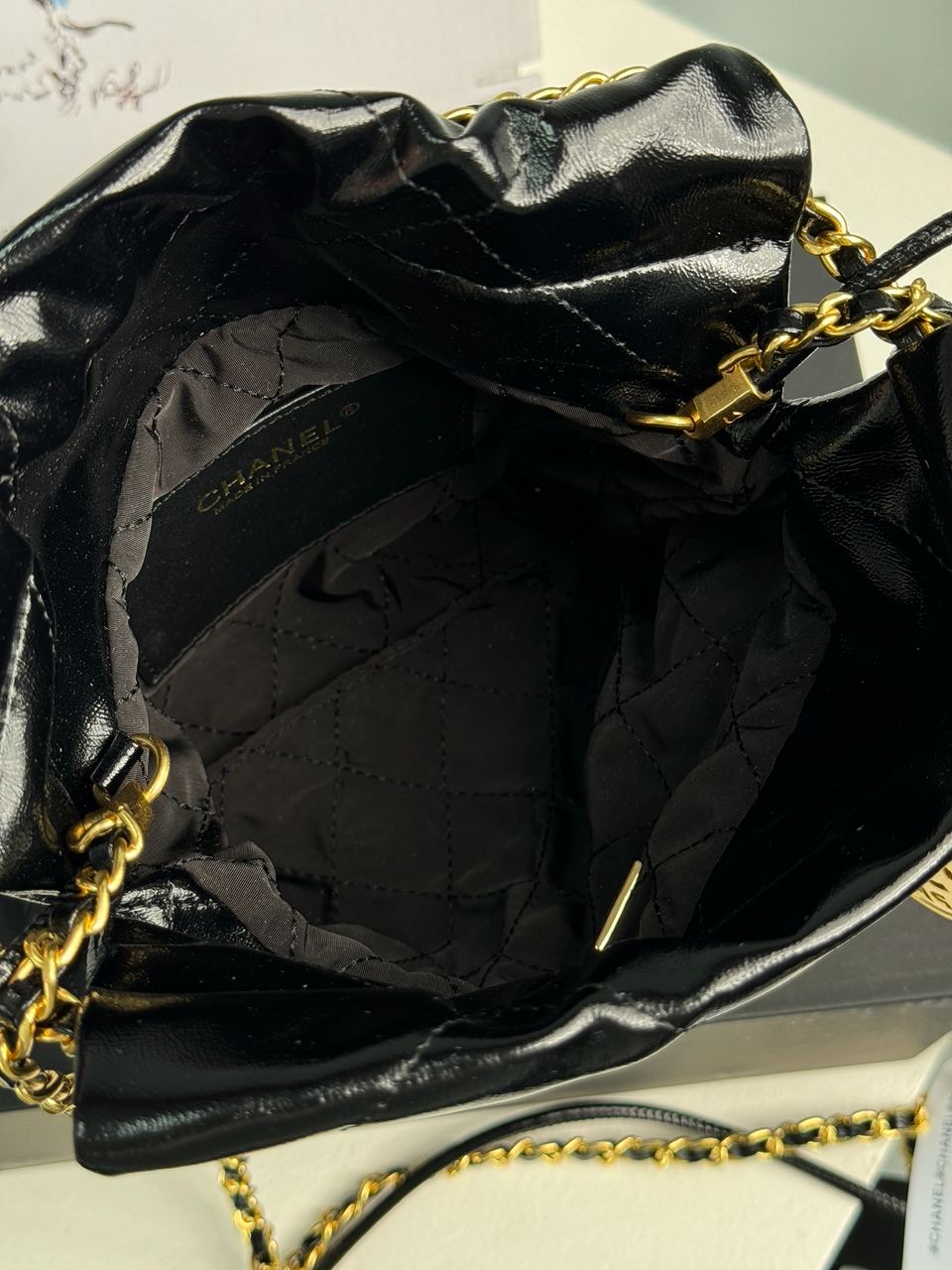 Chanel Black Quilted Calfskin Mini 22 Bag Gold Hardware - 26