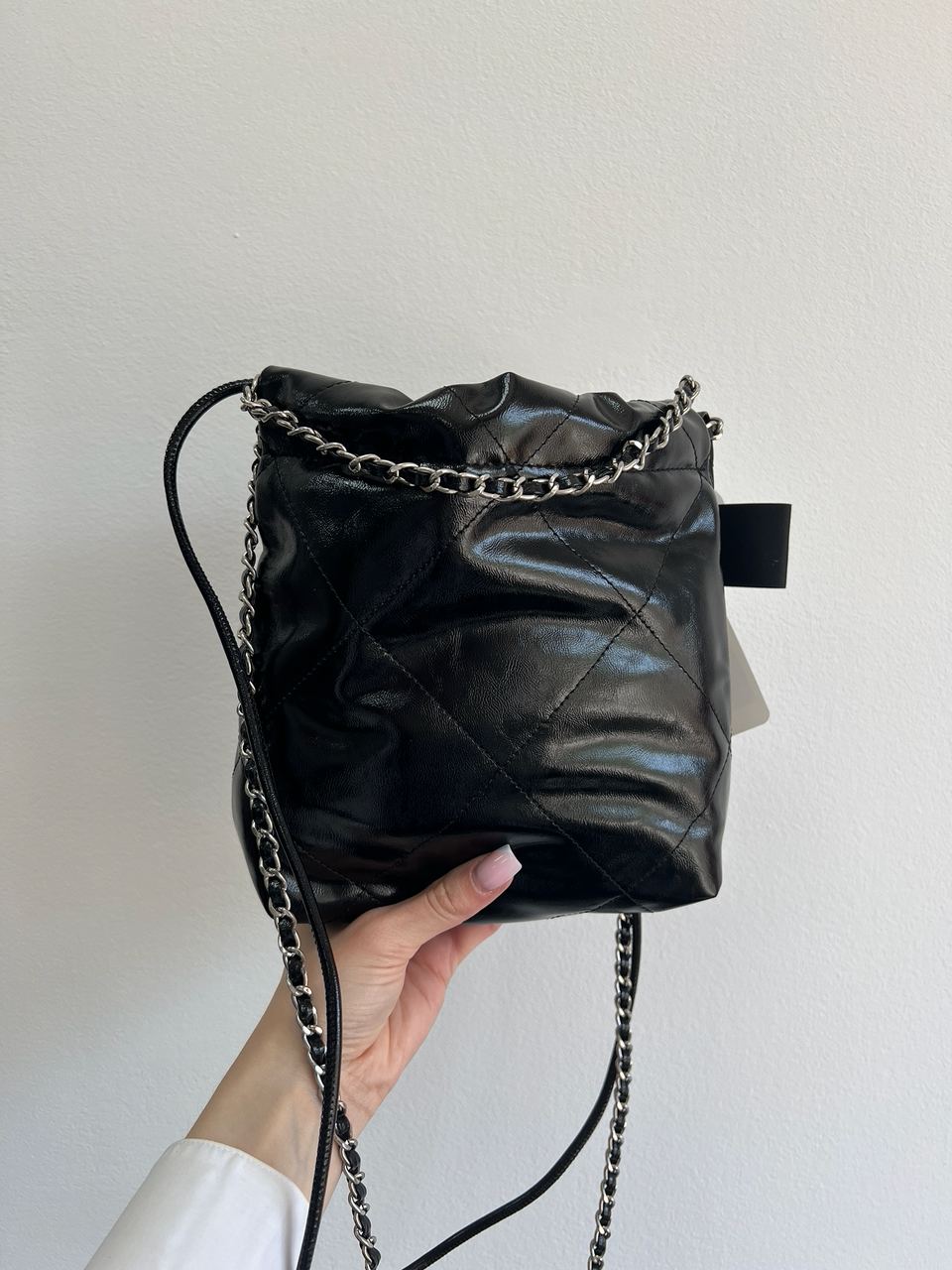 Chanel Black Quilted Calfskin Mini 22 Bag Silver Hardware - 7