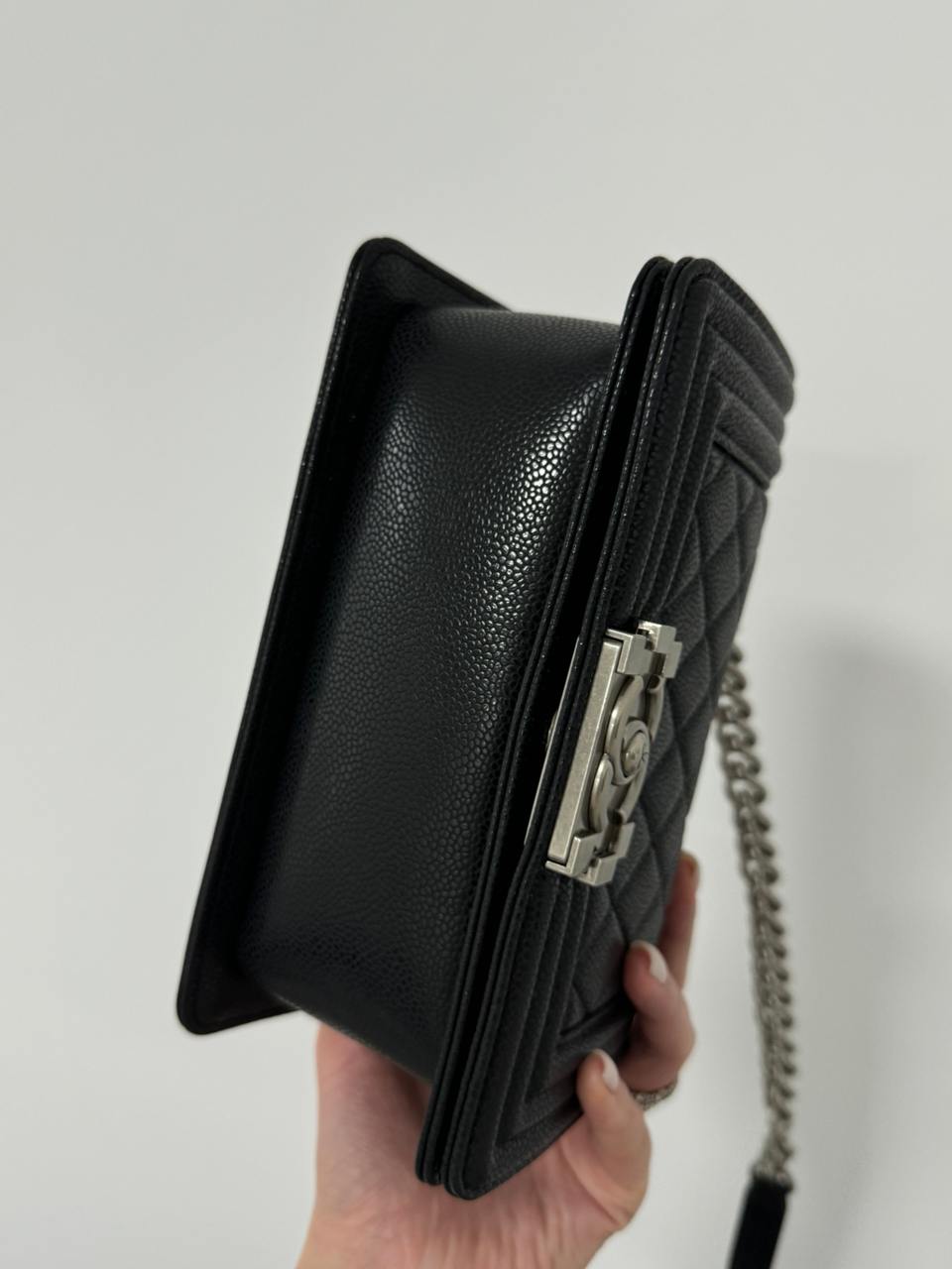 Chanel Boy Black/Silver Caviar RHW Mini - 10