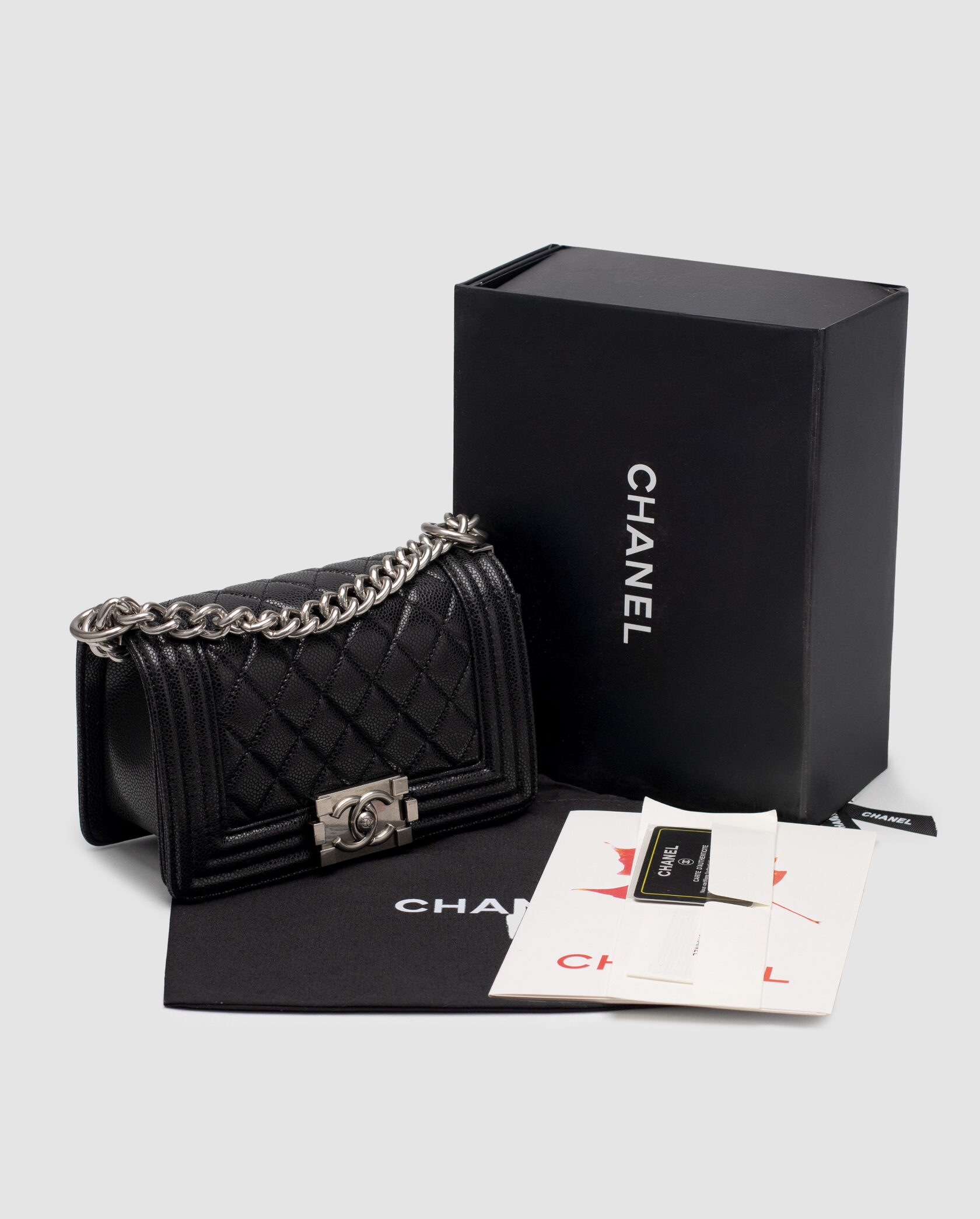 Chanel Boy Black/Silver Caviar RHW Mini - 2