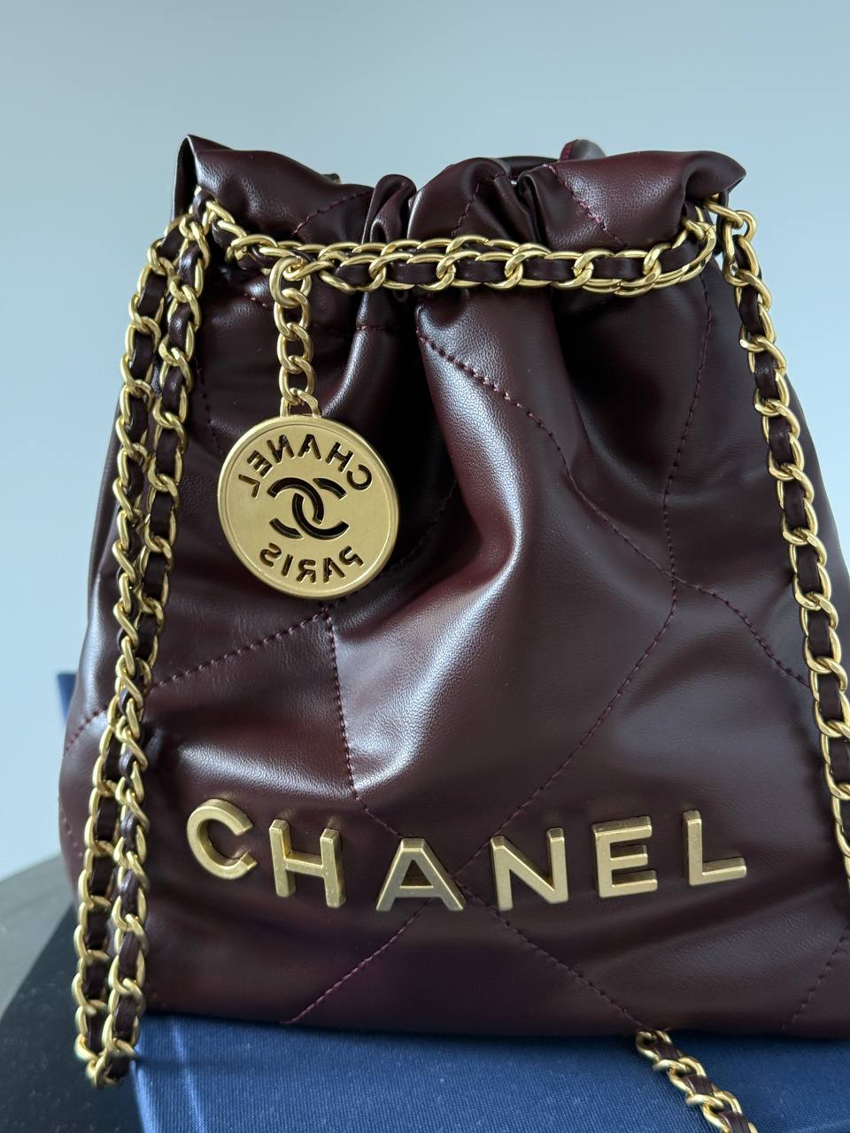 Chanel Burgundy Quilted Calfskin Mini 20 Bag Gold - 2
