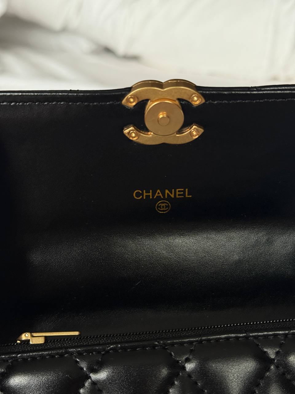 Chanel Calfskin Quilted Perfect Fit Wallet On Chain Black/Gold - 15