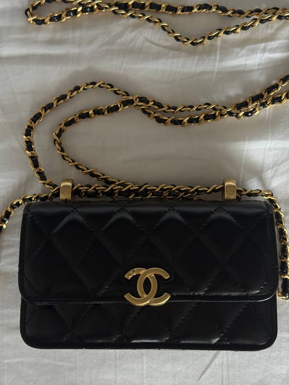 Chanel Calfskin Quilted Perfect Fit Wallet On Chain Black/Gold - 4